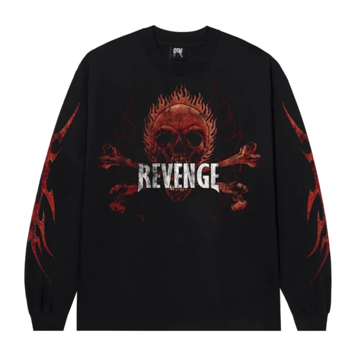 Revenge Flame Crossbones Long Sleeve Shirt