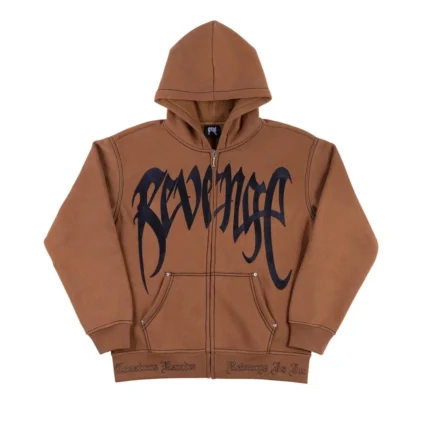 Revenge Contrast Embroidered Zip Hoodie